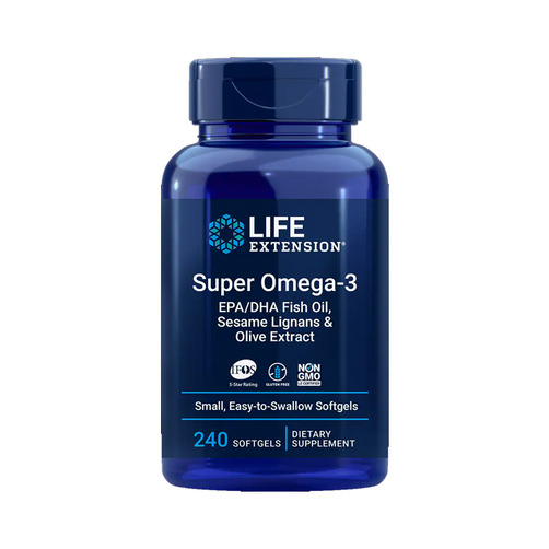 라이프 익스텐션 슈퍼 오메가-3 EPA/DHA 피쉬 오일, 리그난 & 올리브 추출물 함유, 240정