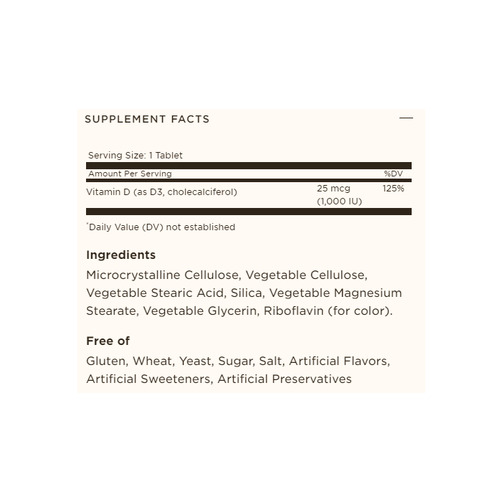 솔가 비타민 D3 25mcg (1000IU), 180 태블릿