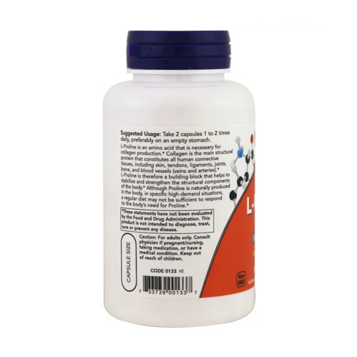 콜라겐 형성과 장 건강에 도움을 주는 나우푸드 엘-프롤린, 500 mg, 120 캡슐