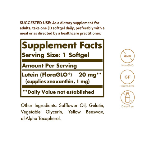 눈 건강을 위한 솔가 루테인 20mg, 60정