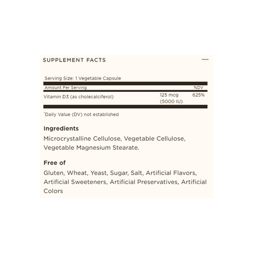 솔가 비타민 D3 125mcg (5000 IU), 240 베지테리언 캡슐