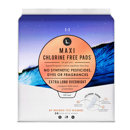 L. 유기농 맥시 패드 엑스트라 롱 오버나이트, 20개입