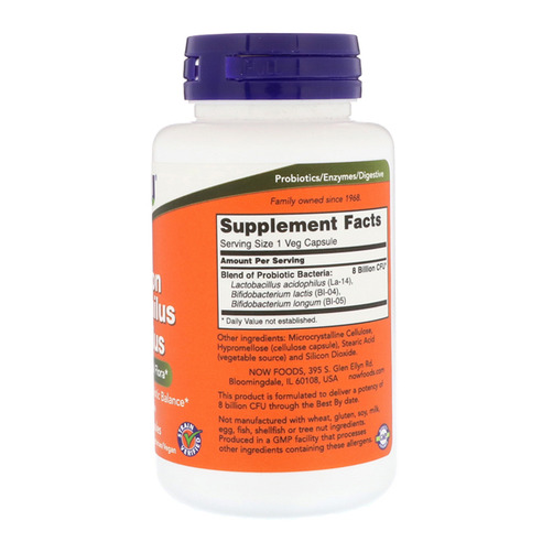 나우푸드 80억 아시도필러스 & 비피더스 유산균, 120 베지 캡슐