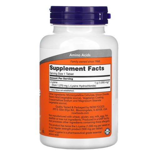 나우푸드 더블 스트렝스 엘 라이신, 1000 mg, 100 테블릿