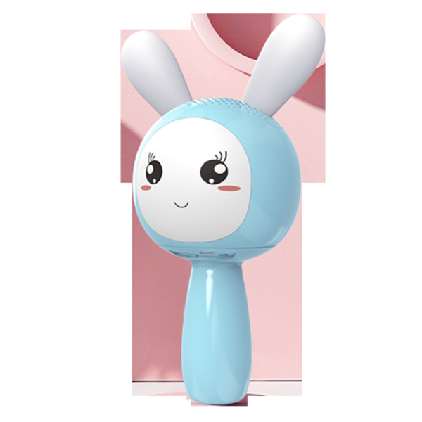 Microphone 토끼캐릭터 블루투스 무선마이크 멀티램프 키즈 노래방 음향기기 - 블루