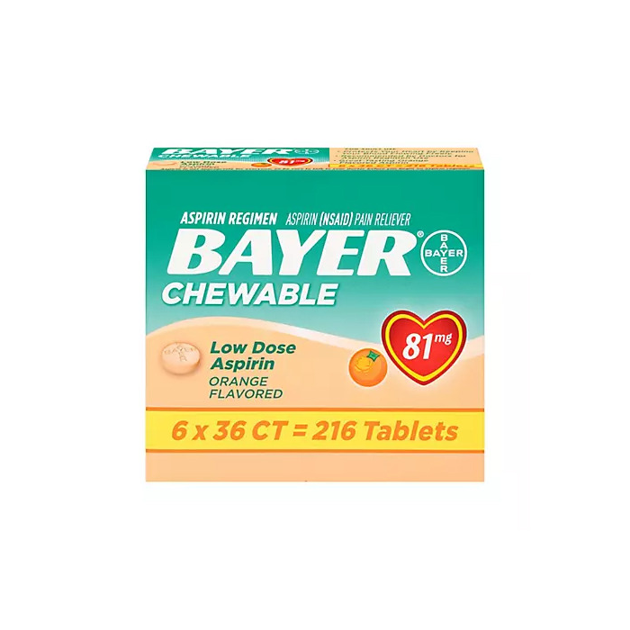 바이엘 저용량 아스피린 츄어블 오렌지맛 216정