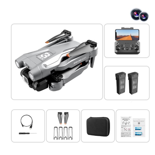 Z908 PRO ESC 듀얼 카메라 4K HD 드론 헬리콥터 장애물 회피 드론 - 그레이_배터리2개