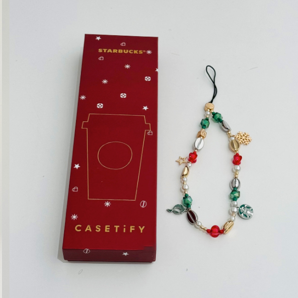 스타벅스 2023 Casetify 비즈스트랩 핸드폰줄 이어폰스트랩 핸드폰고리 키링 - 레드