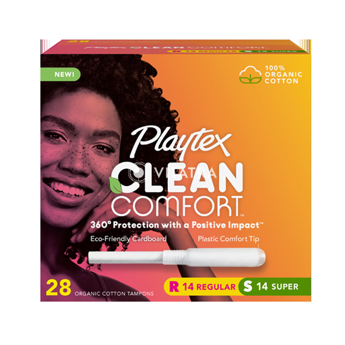 플레이텍스 유기농 클린 컴포트 탐폰 레귤러 &amp; 수퍼 혼합 28개입