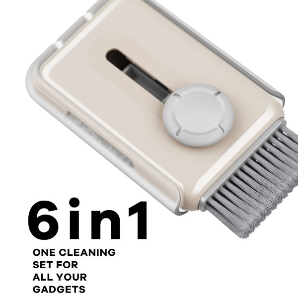 다용도 에어팟 청소 클리너 브러쉬 틈새 먼지 제거 청소 키트 - 베이지
