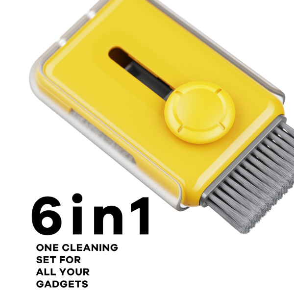 다용도 에어팟 청소 클리너 브러쉬 틈새 먼지 제거 청소 키트 - 옐로우